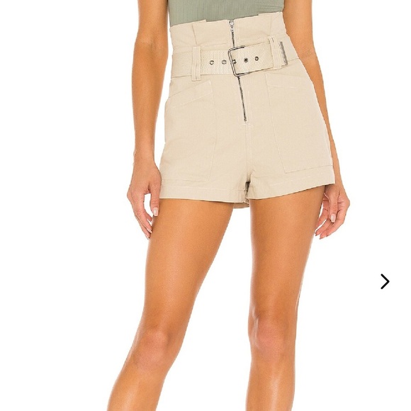 Lovers + Friends Tan High Rise Paper-bag Waist Genesis Short NWT - Picture 1 of 4